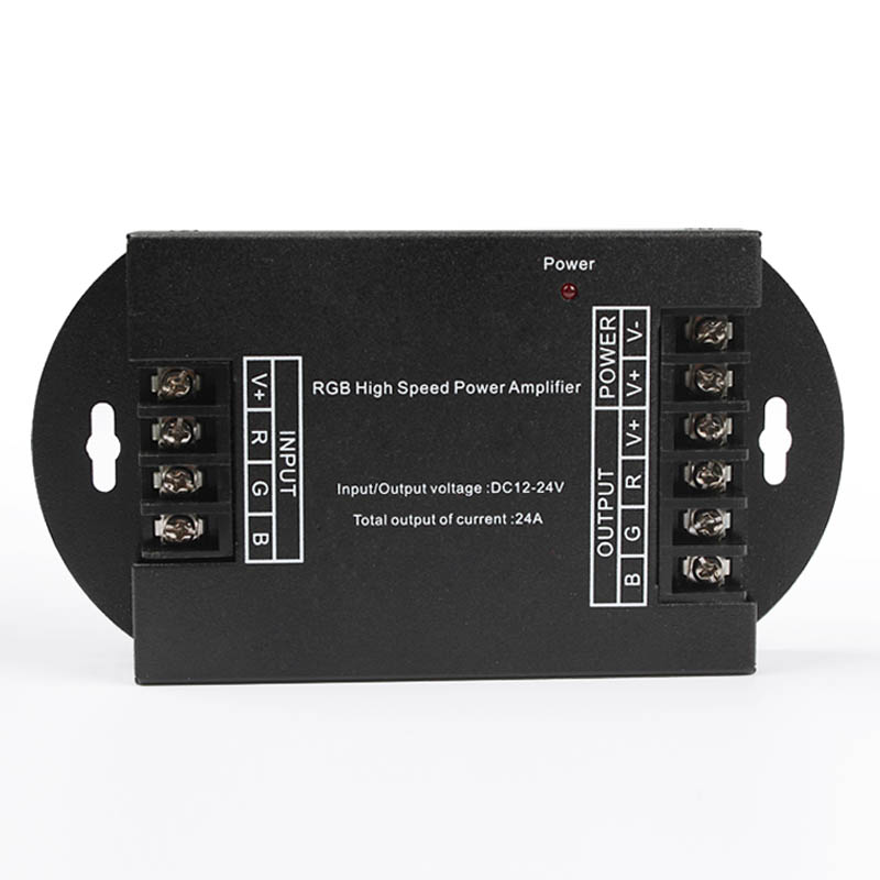 DC12/24V 8Ax3CH Max8A, PWM LED RGB High Speed Power Data Signal Amplifier iron shell For RGB LED Light Strip DC12/24V 8Ax3CH Max8A, PWM LED RGB High Speed Power Data Signal Amplifier iron shell For RGB LED Light Strip